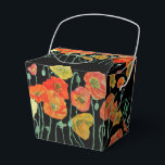 Ballotins Ballotin de gâteau Mariage de pavot orange<br><div class="desc">Pavot orange sur fleurs florales noires Mariage Ballotins de gâteau. Conçu à partir d'une de mes aquarelles.</div>