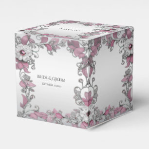 Ballotins Ballotin floral blanc argenté rose