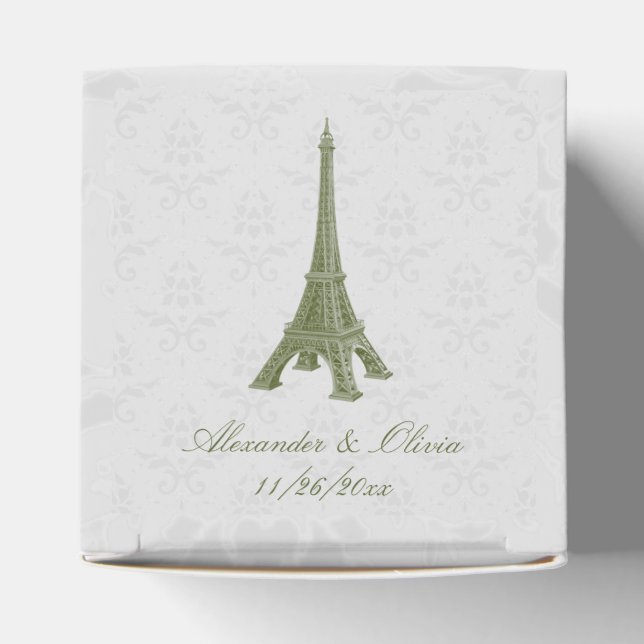 Ballotins Ballotin Mariage damassé Tour Eiffel Vert (Haut)