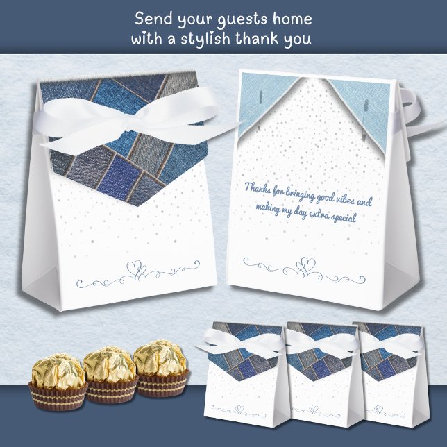 Ballotins Ballotin tendance Blue Denim fête d'anniversaire (Trendy Blue Denim Birthday Party Favor Box)
