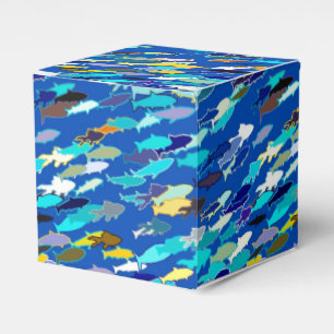 Ballotins Banc de poissons, bleu foncé, blanc et turquoise