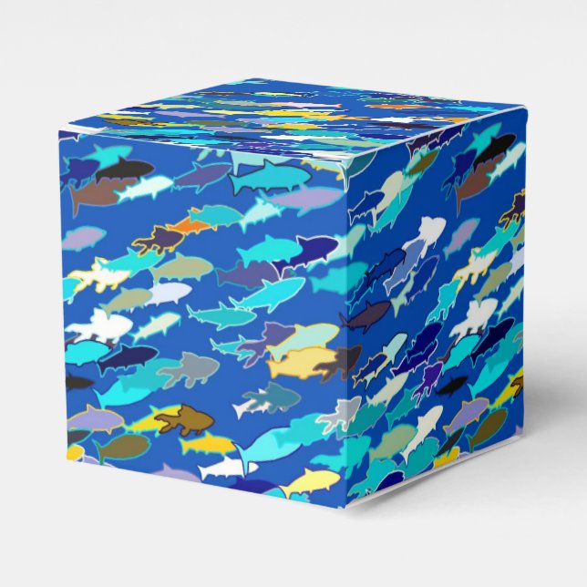 Ballotins Banc de poissons, bleu foncé, blanc et turquoise (Verso)