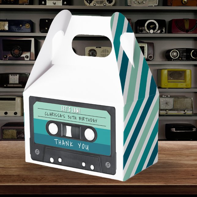 Ballotins Bande Bleue Retro Fête d'anniversaire (Cassette Tape Retro Birthday Party Favor Boxes
)