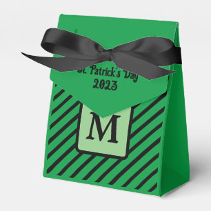 Ballotins Bandes diagonales mignonnes Vert et Noir Initiale