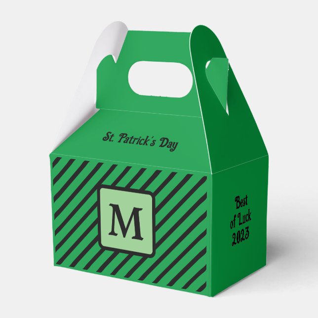 Ballotins Bandes diagonales mignonnes Vert et Noir Initiale (Verso)