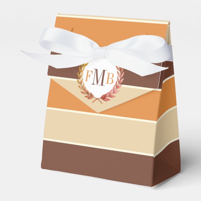 Ballotins Bandes marron beige terracotta, initiales mariage (Verso)