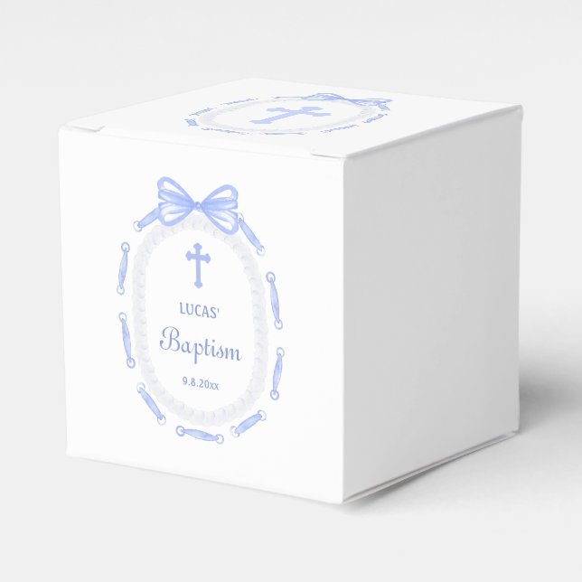 Ballotins Baptême Baptême Bleu Bow (Verso)