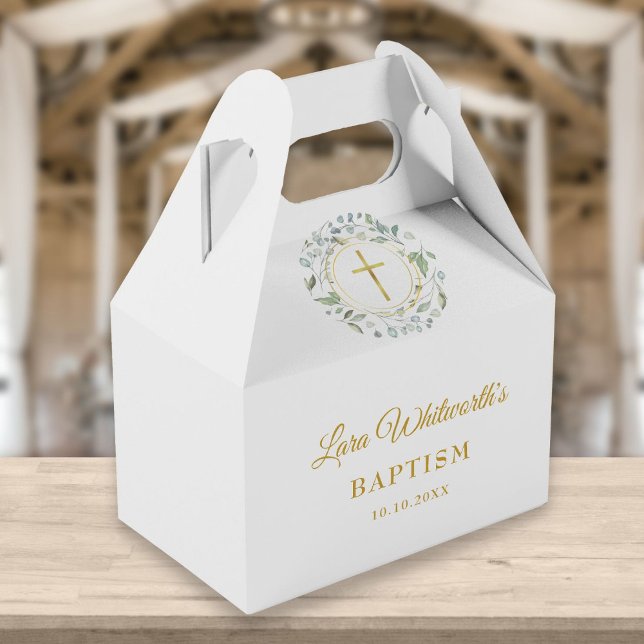 Ballotins Baptême Couronne de laurier dorée écriture (Créateur téléchargé)