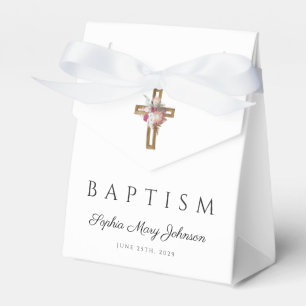 Ballotins Baptême croix florale élégante