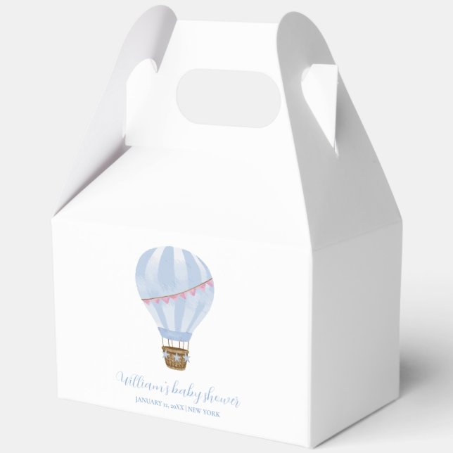 Ballotins Baptême de bébé garçon montgolfière simple bleue (Verso)