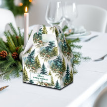 Baptême de mariage hivernal à motif de pin aquarel