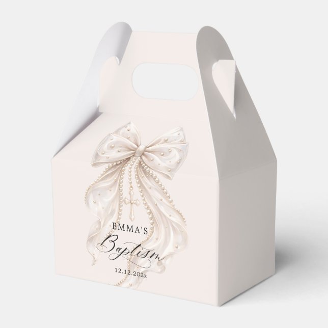 Ballotins Baptême Élégant Nœud avec Perles (Verso)