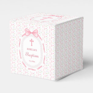 Ballotins Baptême Floral Baptême Cube Rose Bow