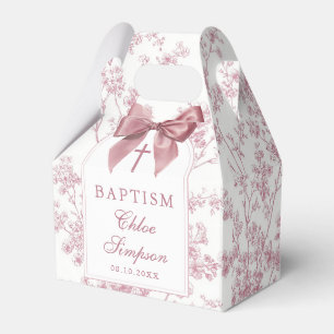 Ballotins Baptême Floral Rose Ancien Ruban