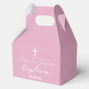 Ballotins Baptême moderne Christening Croix Blanche Rose Dus