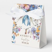 Baptême moderne couleur bleue croix élégant