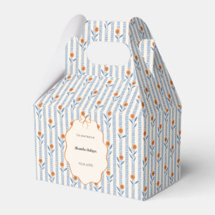 Ballotins Baptême vintage Bleu Gris Orange Floral