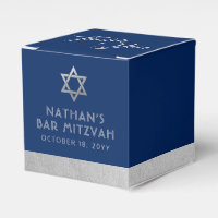 Bar Mitzvah Blue & Silver Stripe Ballotin moderne