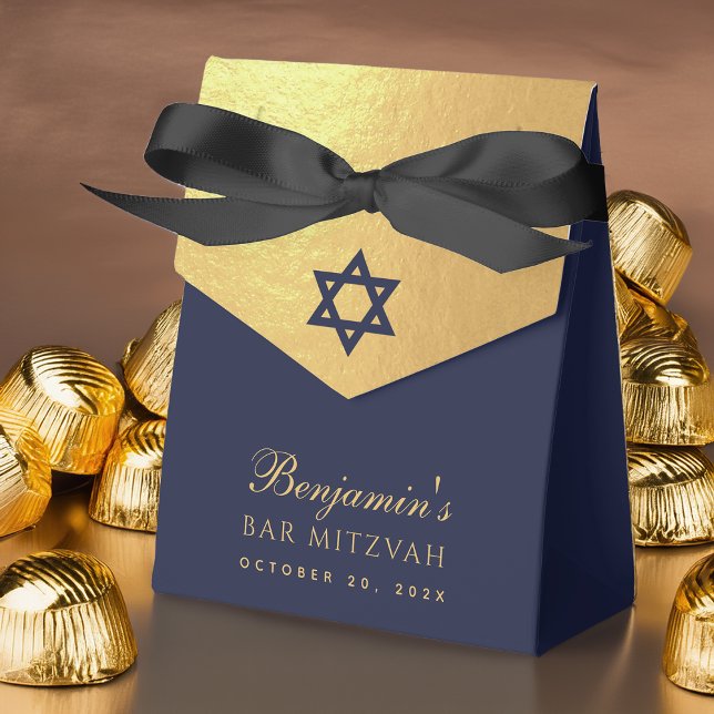 Ballotins Bar Mitzvah Navy Blue Star of David Faux Gold Foil (Créateur téléchargé)