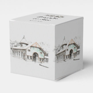 Ballotins Barn Sketch Wedding Favor Box