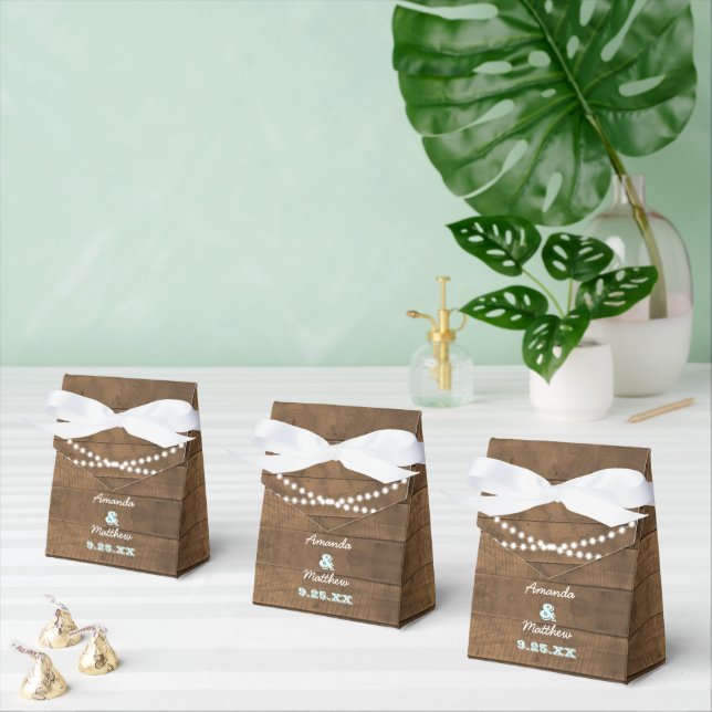 Ballotins Barnwood Lights Aqua Wedding Favor Box (Multiple)