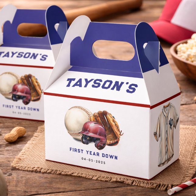 Ballotins Baseball Première Année Down 1er Anniversaire (Baseball First Year Down 1st Birthday Favor Boxes
)