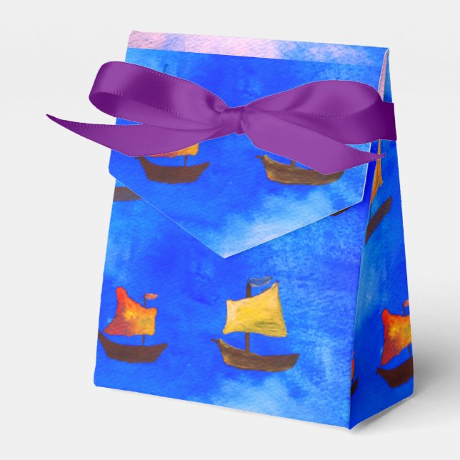 Ballotins Bateaux aquarelle Bleu arrière - plan Occasions Te (Verso)