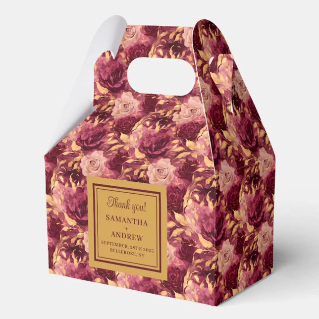 Ballotins Beau Burgundy Blush Gold Mariage Merci (Beautiful Burgundy Blush Gold Wedding Thank You Favor Boxes)