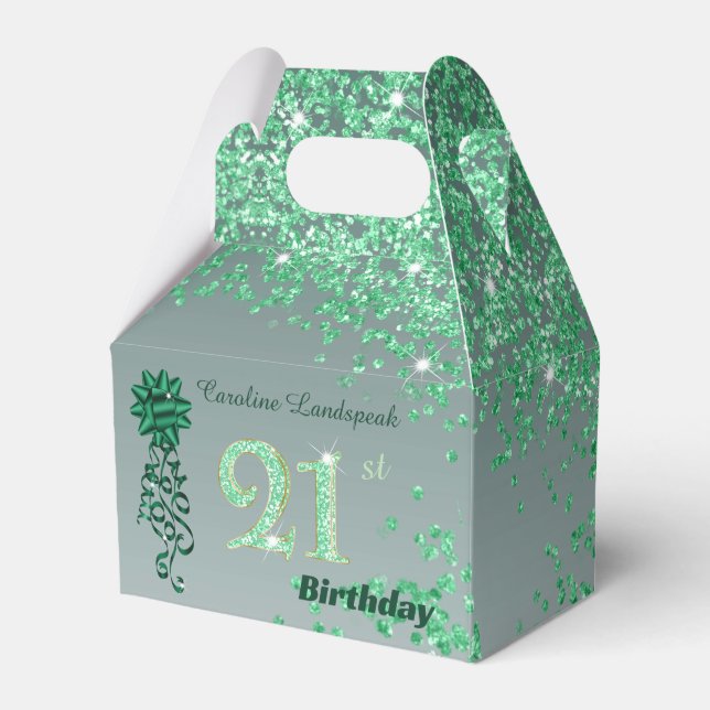 Ballotins Beautiful Green Glitter Ribbon 21st Birthday (Verso)