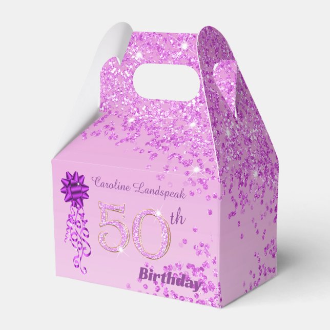Ballotins Beautiful Pink Glitter Ribbon 50th Birthday (Verso)