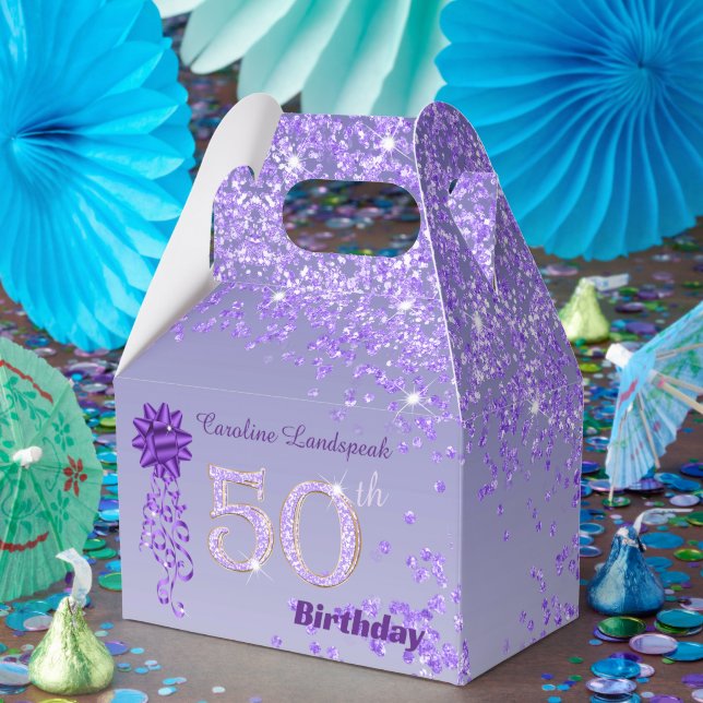 Ballotins Beautiful Purple Glitter Ribbon 50th Birthday (Fête)