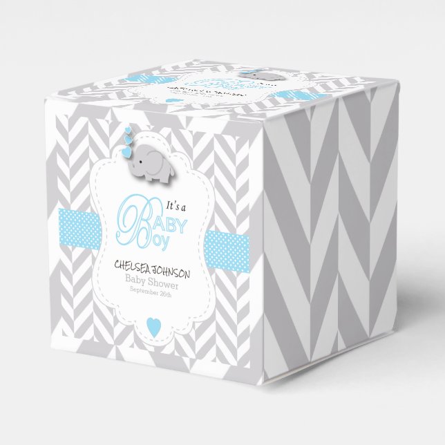 Ballotins Bébé Bleu, Éléphant Gris Blanc Baby Shower (Verso)