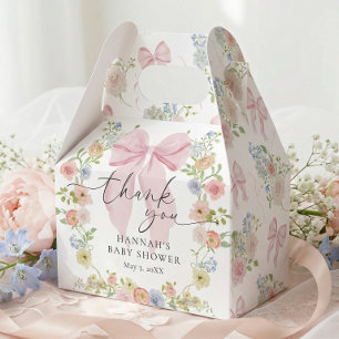 Ballotins Bébé en fleurs Baby shower rose ruban