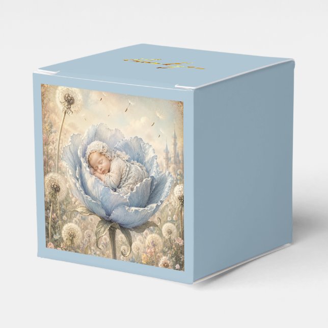 Ballotins Bébé endormi fleur bleue Merci (Verso)