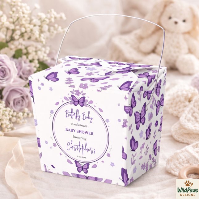 Ballotins Bébé Fille Papillon Violet Baby Shower (Purple Butterfly Baby Girl Baby Shower Favor Boxes
)