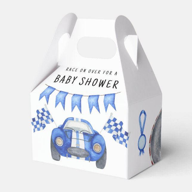 Ballotins Bébé Shower Voiture de Course Bleu Aquarelle  (Verso)