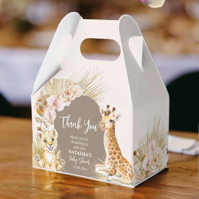 Ballotins Bébés animaux baby shower d'arc de bouho merci (Baby animals boho arch baby shower thank you favor box)