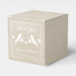 Ballotins Beige Lovebird Floral Wedding Favor Box