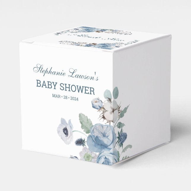 Ballotins Belle Baby Shower Florale Bleu Cendre (Verso)