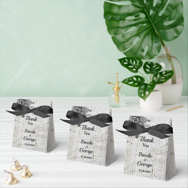 Ballotins Belle Fleurs noires/grises Boîte de mariage Favor (Multiple)