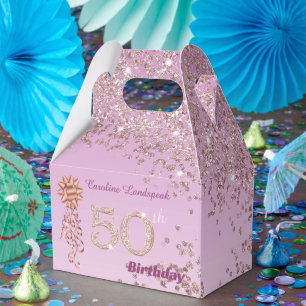 Ballotins Belle Ruban Pailleté Rose Gold pour 50e Anniversai