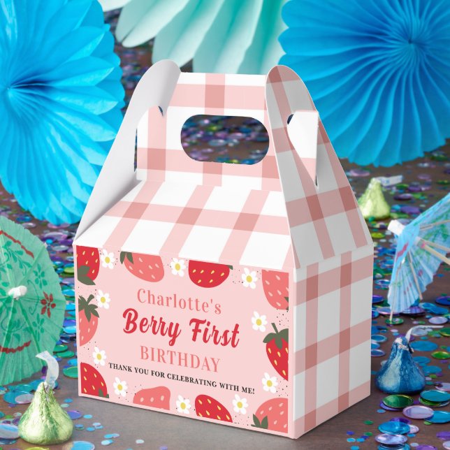 Ballotins Berry First Birthday Party Invitation fraise F (Fête)