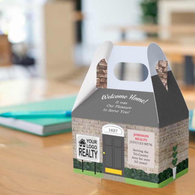 Ballotins Bienvenue Accueil Realtor Logo Maison Blanche en b (Créateur téléchargé)