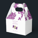 Ballotins Bienvenue au mariage en damas magenta<br><div class="desc">Boîte de faveur de mariage en damas magenta. Floral.</div>