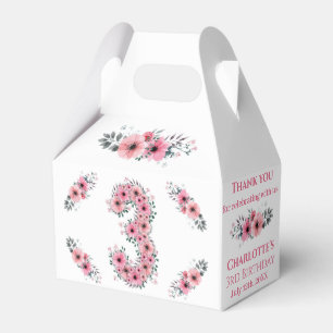 Ballotins Big 3e anniversaire fille Foliage vert Fleurs rose