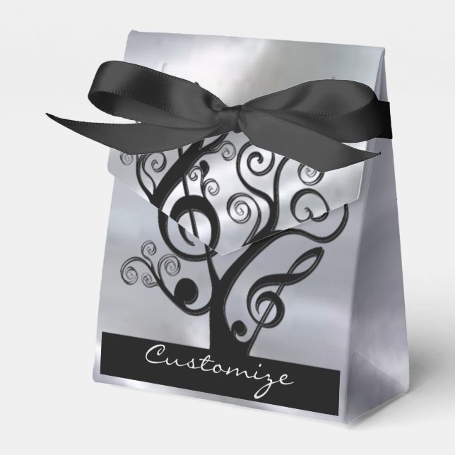 Ballotins Black and Silver Music Treble Clef Tree Ballotin (Verso)