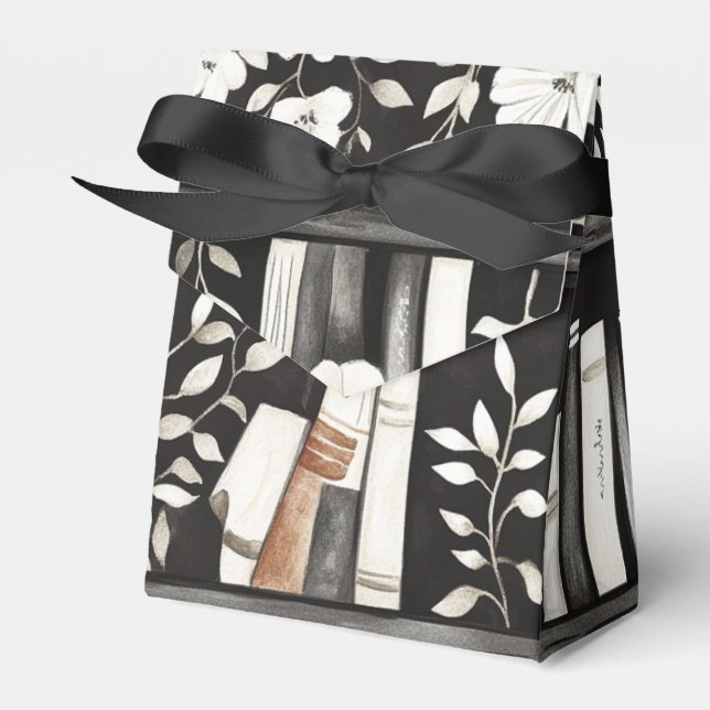 Ballotins Black and White Books with Flowers on Bookshelf (Verso)