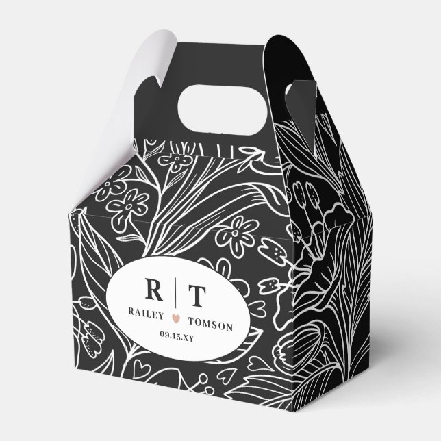 Ballotins Black Chic Moderne Merci Floral Mariage (Verso)