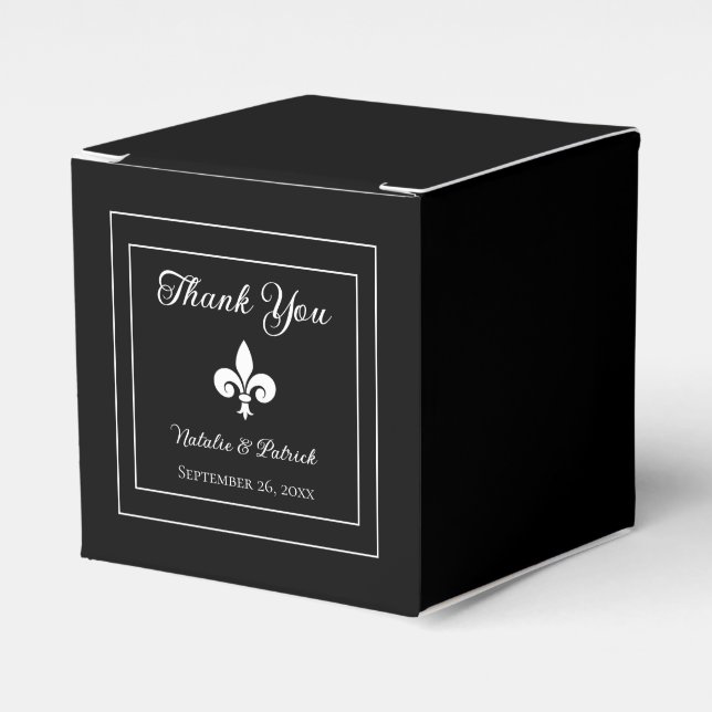 Ballotins Black Fleur de Lis Mariage Favor Boxes (Verso)