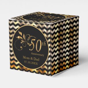 Ballotins Black & Gold Chevron 50e anniversaire de Mariage